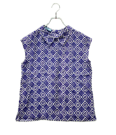 PRADA ノースリーブブラウス シルク100% 幾何学模様 レディース SIZE 40 (M) プラダ