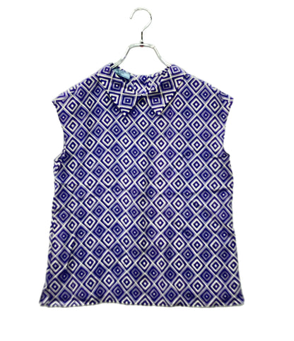 PRADA ノースリーブブラウス シルク100% 幾何学模様 レディース SIZE 40 (M) プラダ
