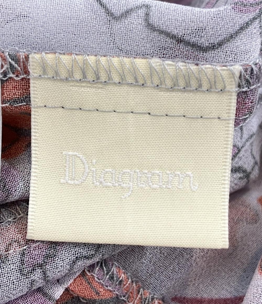 美品 Diagram 長袖 フラワープリント ワンピース レディース SIZE 38 ダイアグラム