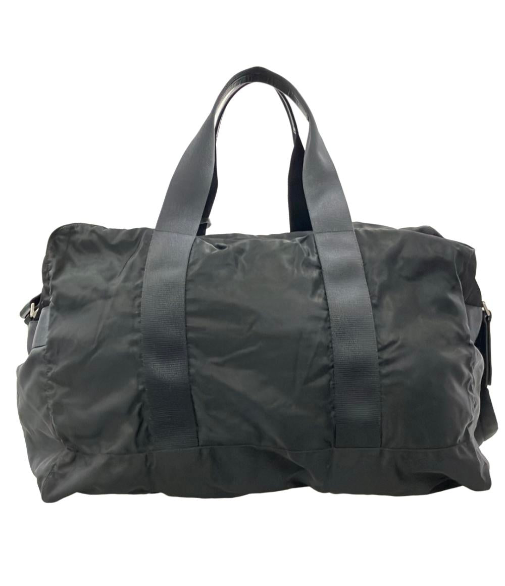 プラダ　ボストン　ユーズド PRADA プラダ ボストンバッグ ブラック 三角ロゴ ナイロン レザー