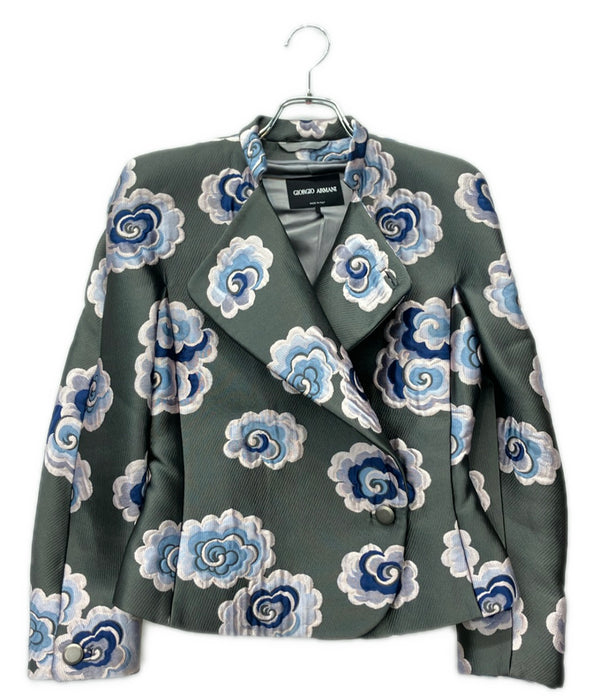 美品 GIORGIO ARMANI フラワージャガード ジャケット 1WHGG0P6 T02QJ レディース SIZE 40 (S) ジョルジオアルマーニ