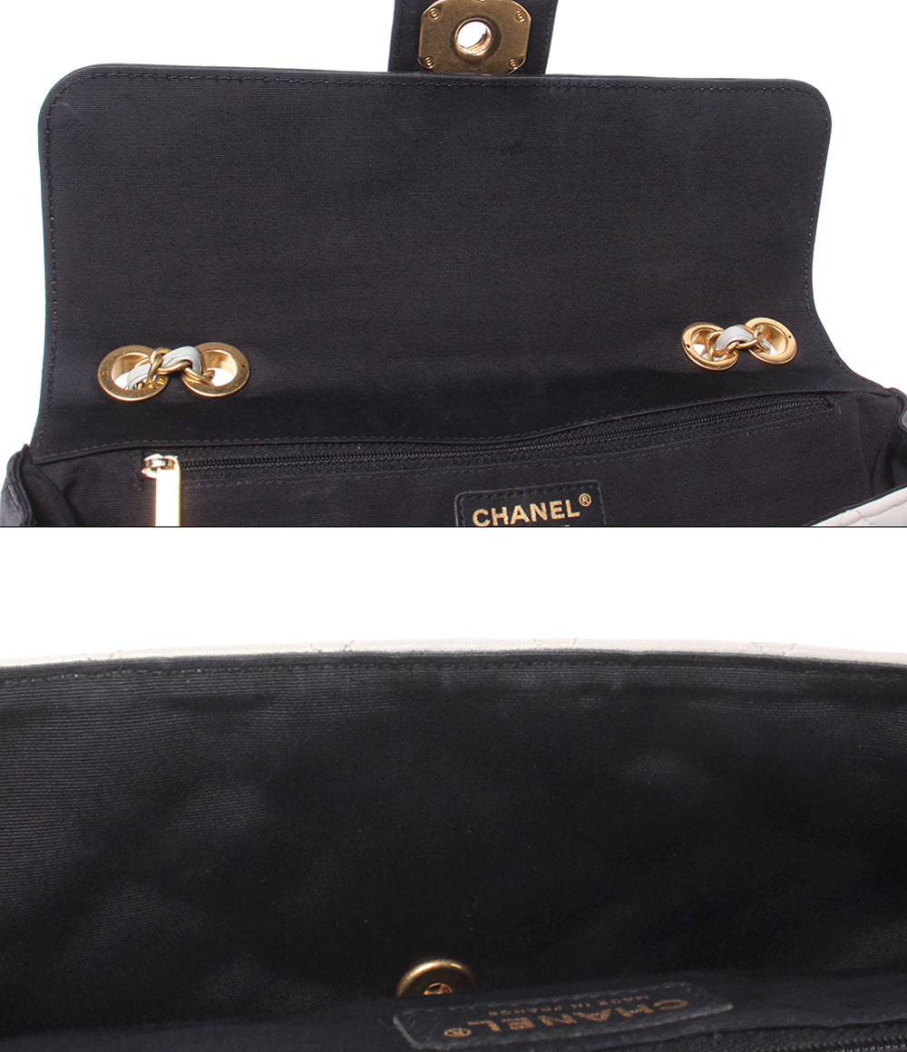 CHANEL チェーンショルダーバッグ 肩掛け 斜め掛け ゴールド金具 20番台 デカマトラッセ ダブルチェーン シングルフラップ レディース シャネル