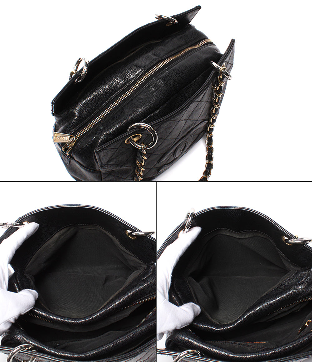 CHANEL チェーンショルダーバッグ ゴールド金具 マトラッセ キャビアスキン 肩掛け 7番台 A18004 レディース シャネル