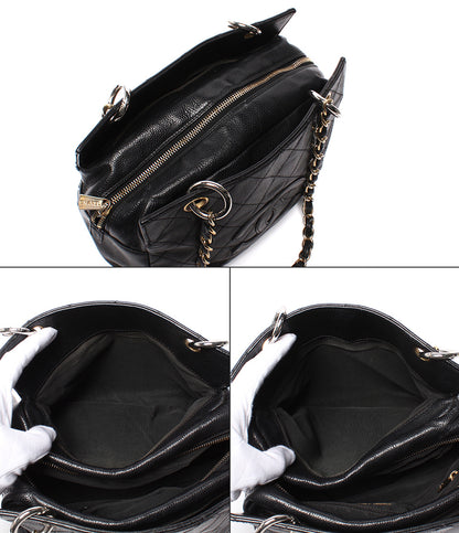 CHANEL チェーンショルダーバッグ ゴールド金具 マトラッセ キャビアスキン 肩掛け 7番台 A18004 レディース シャネル