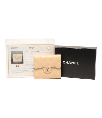 シャネル 三つ折り財布 シルバー金具 クラシックスモールフラップウォレット レディース CHANEL