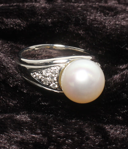リング 指輪 Pt900 パール 9.4mm ダイヤ 0.12ct レディース SIZE 6号
