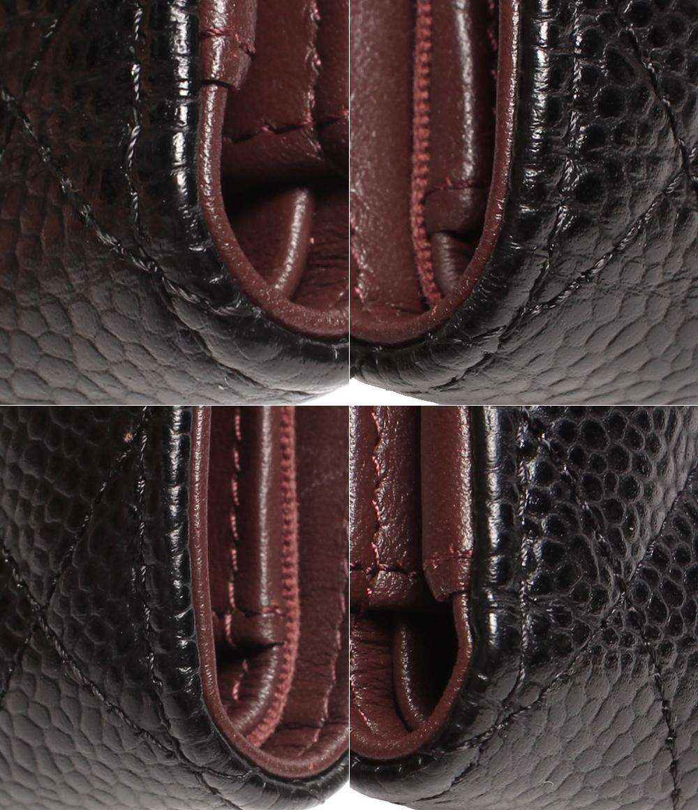 シャネル 三つ折り財布 ココマーク ゴールド金具 クラシック ミディアム フラップ ウォレット マトラッセ キャビアスキン AP0232 CHANEL