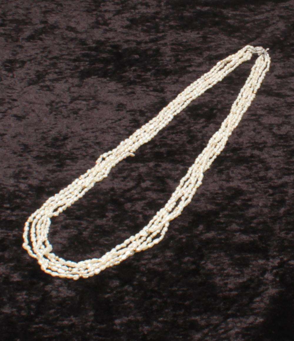 5連ネックレス 淡水パール レディース