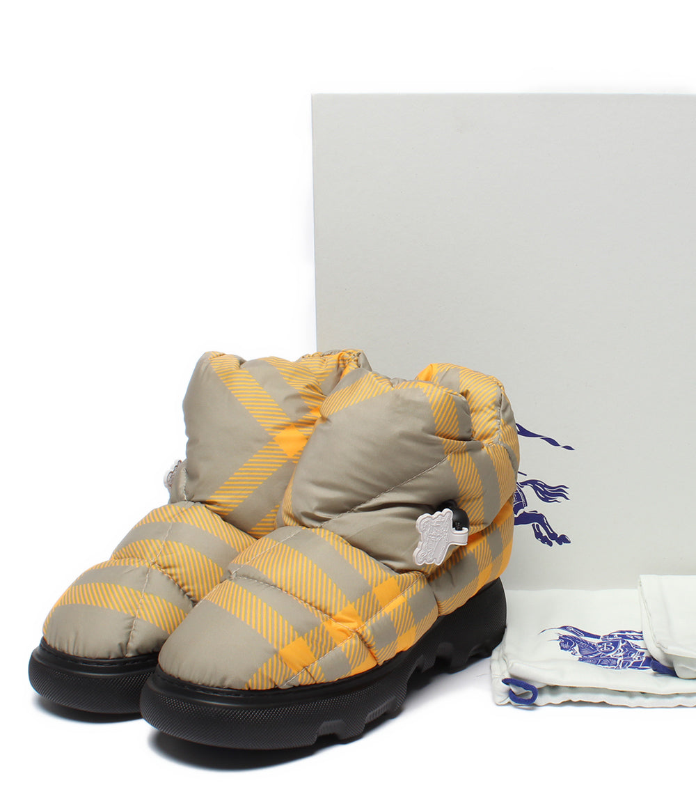 美品 BURBERRY ショートブーツ チェック ピロー パデッド アンクルブーツ レディース SIZE 35 (S) バーバリー