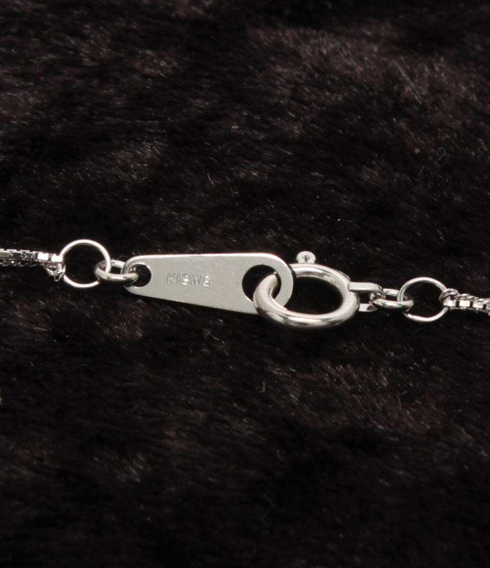 美品 ネックレス K18WG Pt950 ブルートパーズ レディース