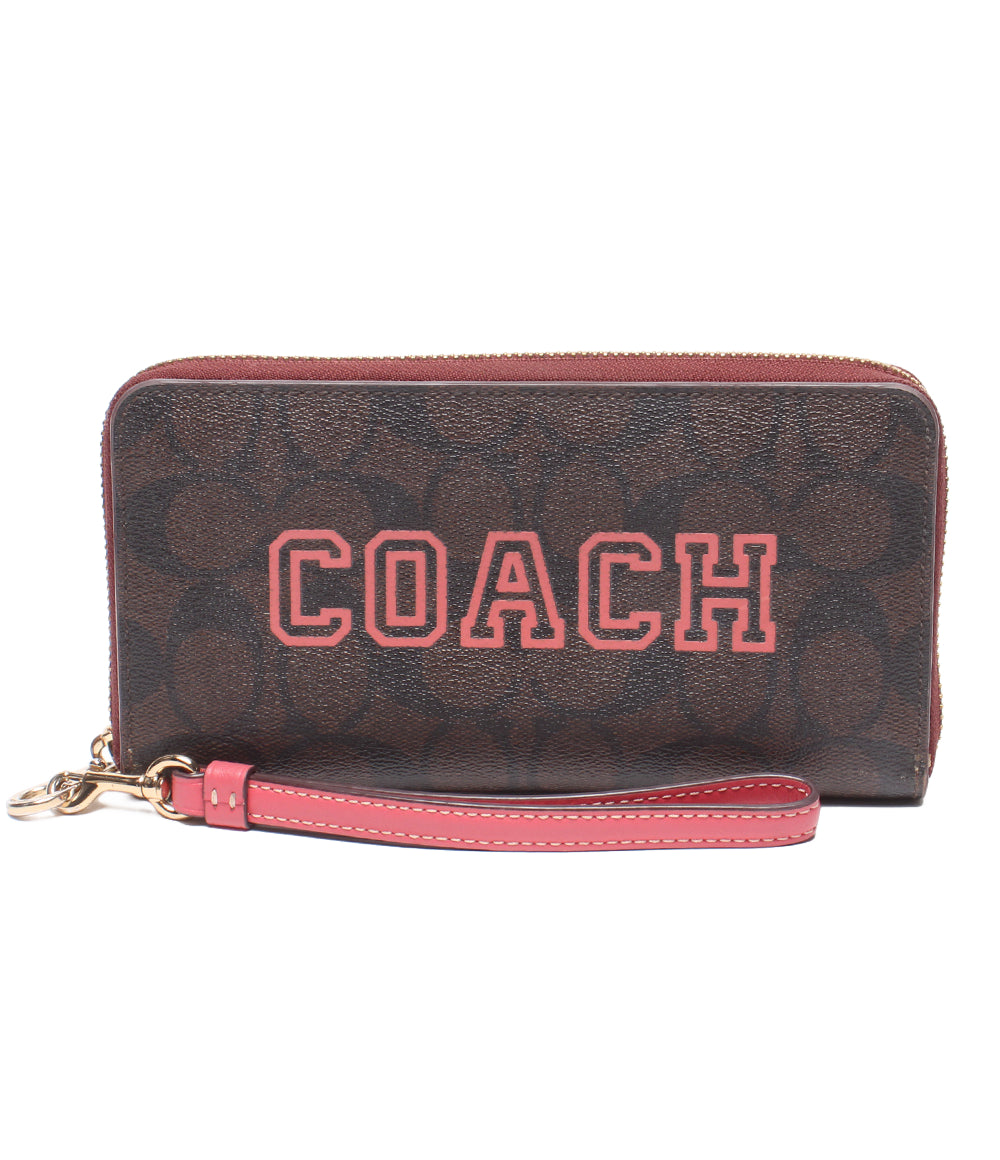 COACH ラウンドファスナー長財布 シグネチャー レディース コーチ