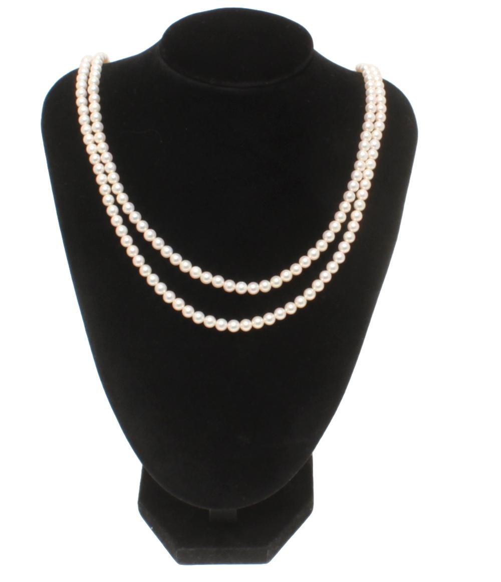 美品 MIKIMOTO 2連ネックレス SV パール 5.0-5.5mm レディース ミキモト