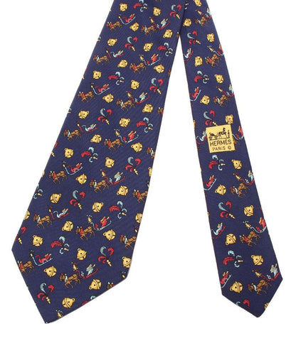 美品 エルメス ネクタイ シルク100％ 馬 鈴柄 メンズ HERMES