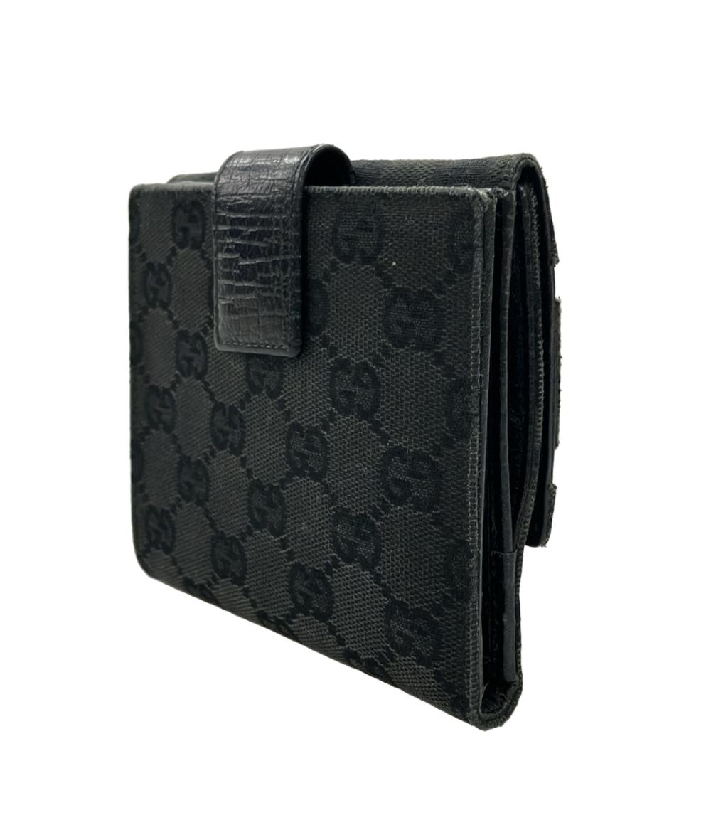 【どくだみ】オールドグッチ ダブルホック財布 黒 GUCCI オールドグッチ 2つ折りWホックコンパクトウォレット ミニ財布
