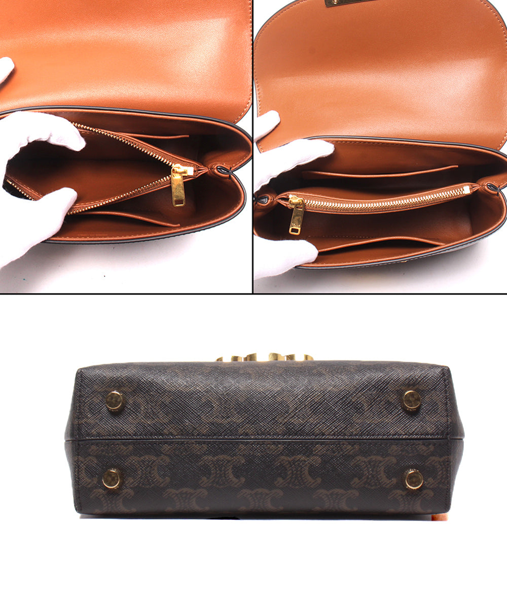 美品 CELINE 2wayショルダーバッグ ハンドバッグ 斜め掛け ティーン ニノ トリオンフキャンバス 118112FRH レディース セリーヌ