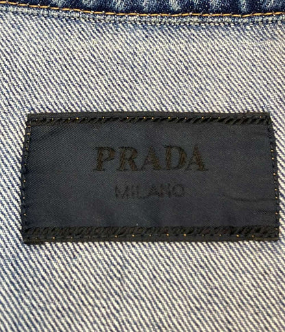 美品 PRADA 半袖デニムシャツ トライアングルプレート GEC067 メンズ SIZE L プラダ