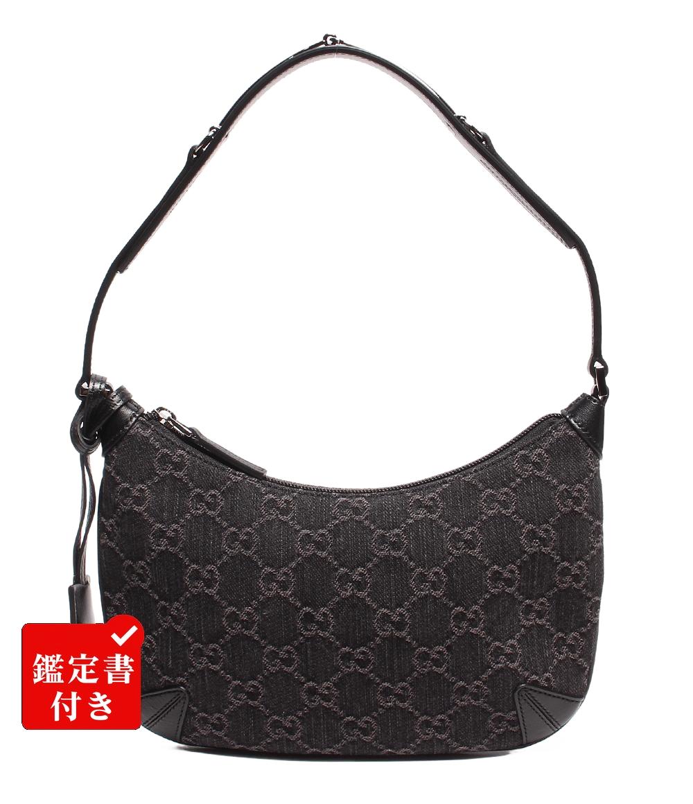 美品 グッチ ワンショルダーバッグ シルバー金具 ホースビットスリム GGキャンバス デニム 774719 525040 レディース GUCCI