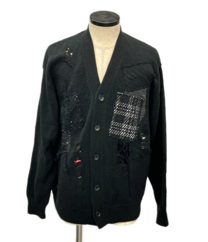 COMME des GARCONS 長袖カーディガン パッチワーク ダメージ加工 WO-N007 メンズ SIZE M コムデギャルソン