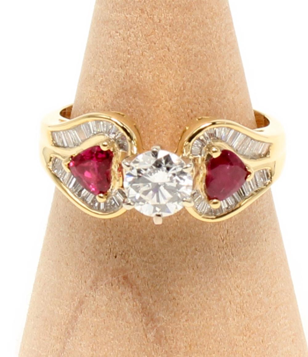 美品 リング 指輪 K18 ダイヤ 0.703ct ルビー レディース