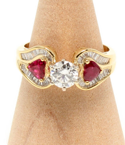 美品 リング 指輪 K18 ダイヤ 0.703ct ルビー レディース