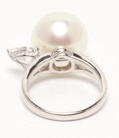 美品 リング 指輪 PT900 南洋パール 13.7mm ダイヤ 1.01ct レディース SIZE 13号