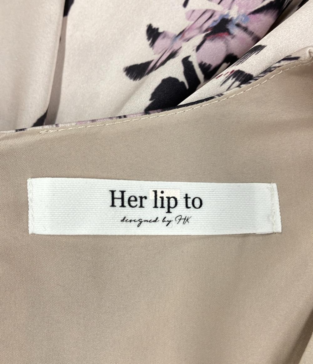 美品 ハーリップトゥ 花柄オフショルダー長袖フレアロングワンピース レディース SIZE S Her lip to
