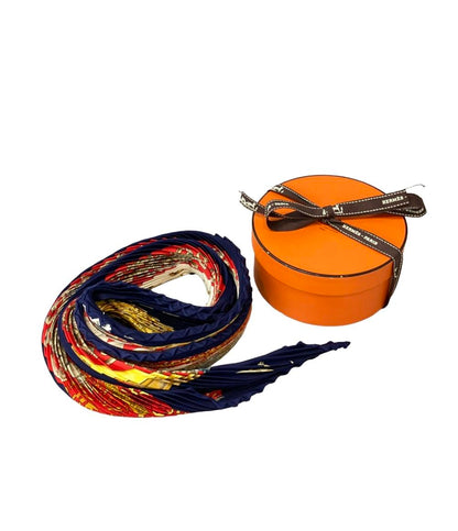 美品 エルメス プリーツスカーフ シルク100% アトランティス大陸 L‘ATLANTIDE レディース HERMES