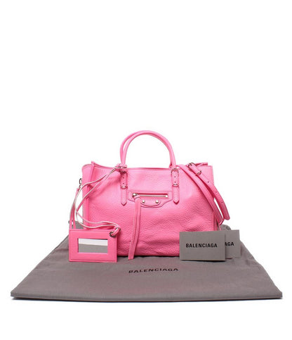 BALENCIAGA 2way ハンドバッグ ショルダーバッグ カーフスキンレザー ネオンピンク ショッキングピンク ペーパー ミニ A6 ジップアラウンド