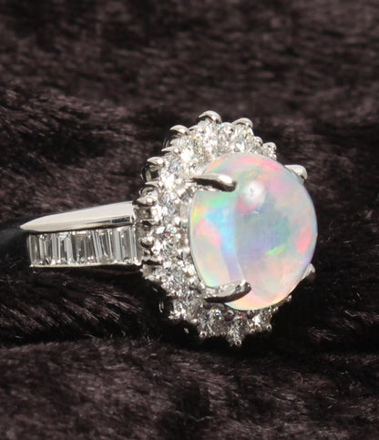 美品 リング 指輪 Pt900 ウォーターオパール3.92ct ダイヤ1.13ct レディース SIZE 12号