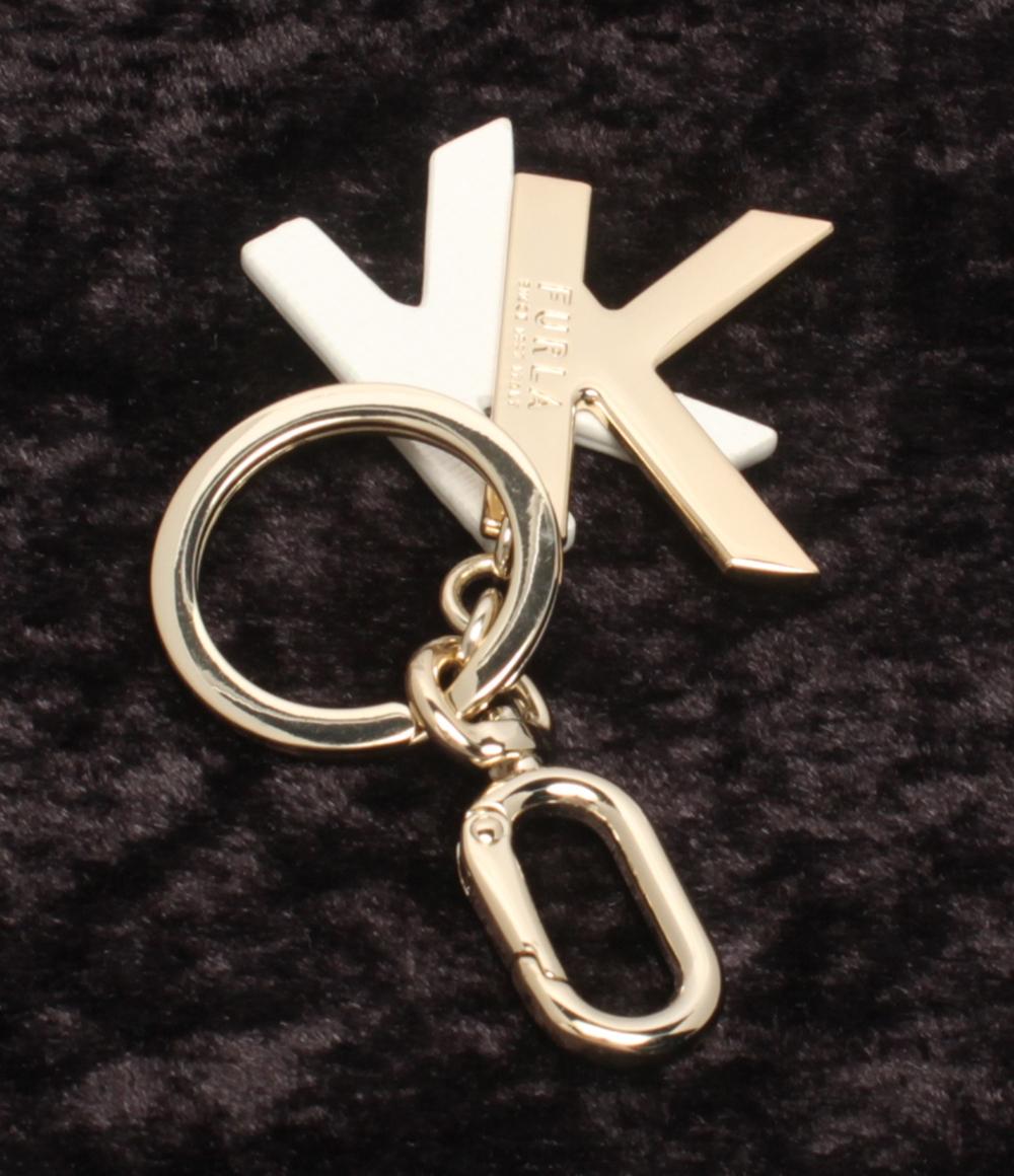 美品 フルラ キーリング イニシャルK カラビナ レディース Furla