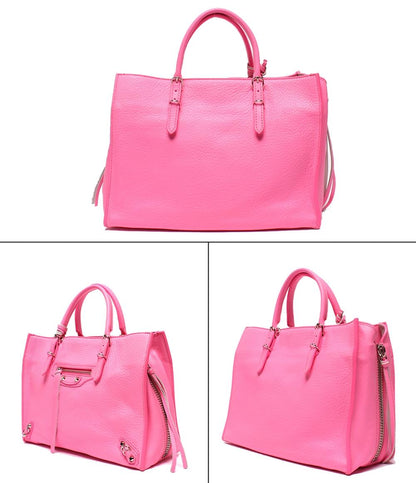 BALENCIAGA 2way ハンドバッグ ショルダーバッグ カーフスキンレザー ネオンピンク ショッキングピンク ペーパー ミニ A6 ジップアラウンド