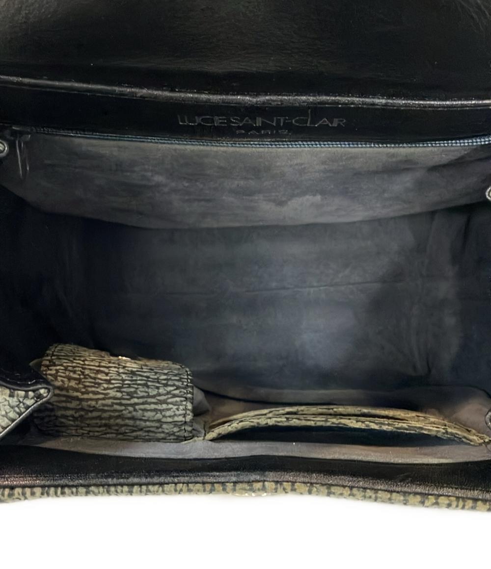 ルーシーサンクレール セミショルダーバッグ ブラック 美品 クロコダイル 本革 中古 LUCIE SAINT CLAIR クロコ 黒 肩掛け フラップ クロコレザー リアルレザー ワニ革 レディース 女性 定番 人気 ハンドバッグ LUCIE SAINT-CLAIR ルーシーサンクレール☆クロコダイル製 ショルダー