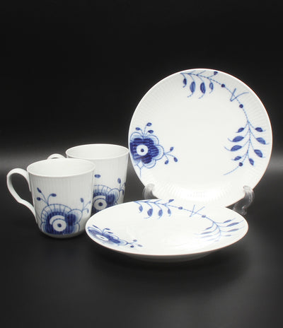 美品 Royal Copenhagen プレート 皿 24cm マグカップ 4点セット ブルーフルーテッド メガ ロイヤルコペンハーゲン