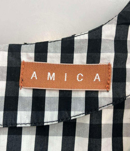 美品 AMICA kids 半袖ワンピース ロング ギンガムチェックドレス AM103E-SS06 レディース SIZE F (M) アミカキッズ