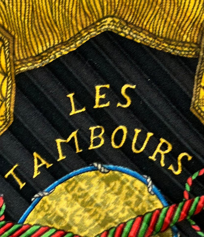 HERMES カレ90 プリーツ スカーフ シルク100% LES TAMBOURS レディース エルメス