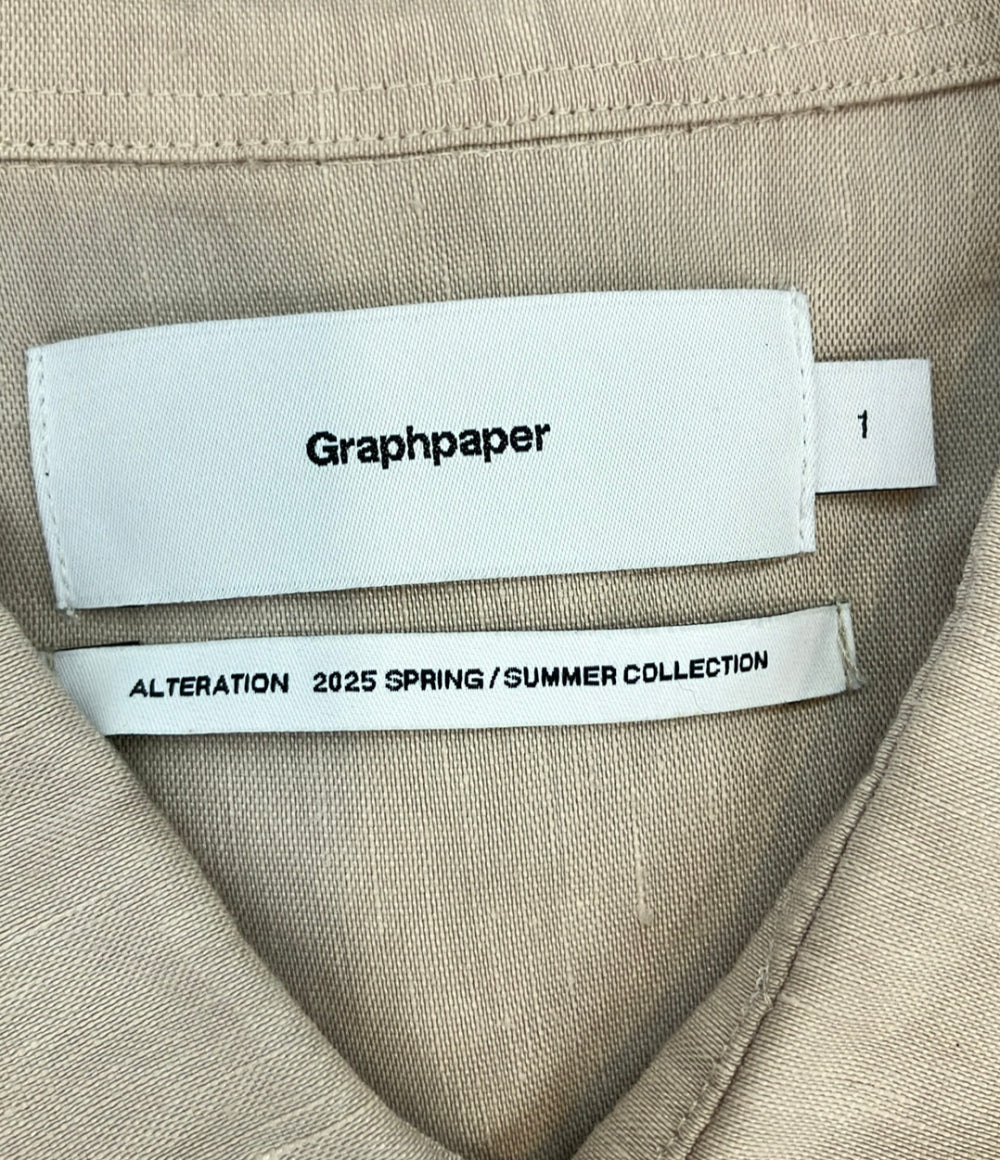 Graphpaper 長袖シャツ リネン フロントボタン  25SS Oversized Regular Collar Shirt - BEIGE GU251-50256 メンズ SIZE 1 (S) グラフペーパー