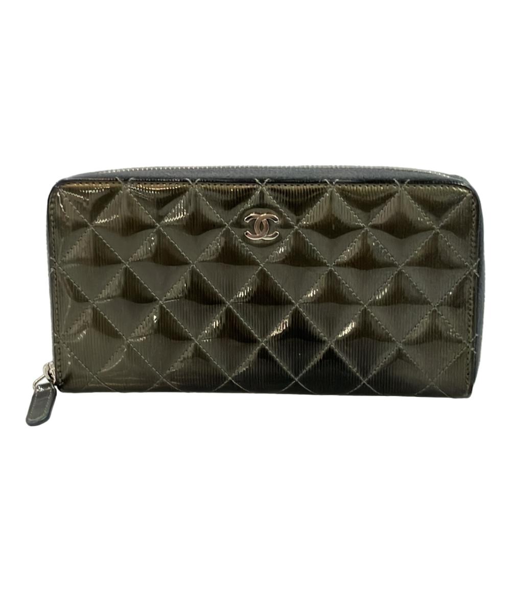 シャネル ラウンドファスナー長財布 シルバー金具 レディース CHANEL