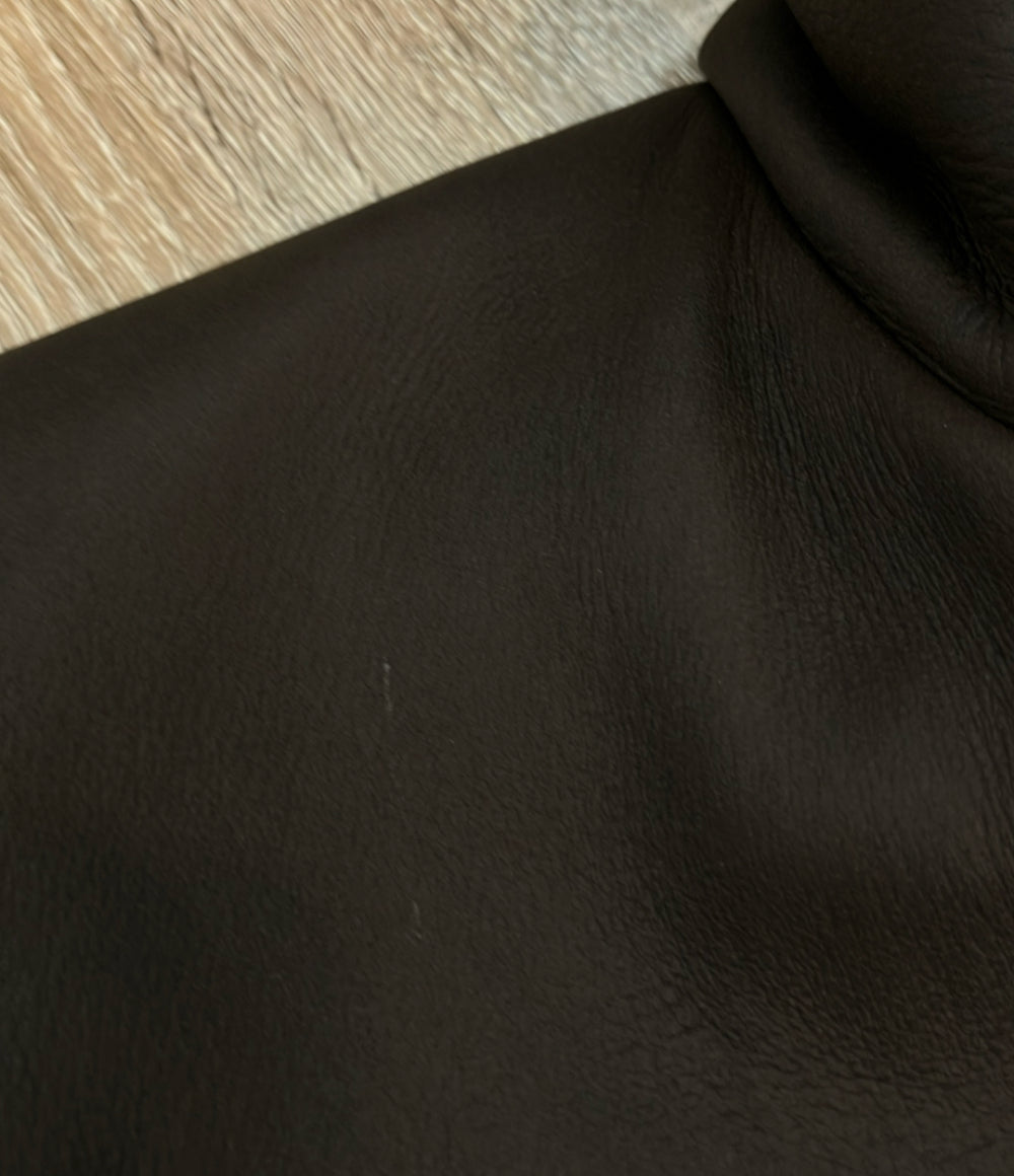 Austin Reed ロングコート ブラウン レザー ムートン 18490Y メンズ SIZE L オースチンリード