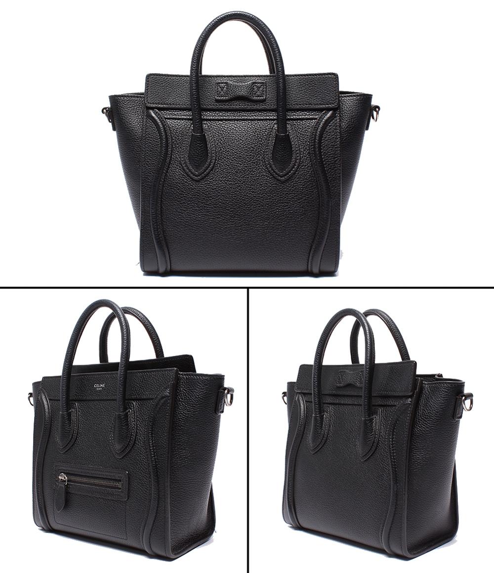 CELINE セリーヌ　 ハンドバッグ ブラック CELINE 2wayハンドバッグ ショルダーバッグ ドラムドカーフスキン