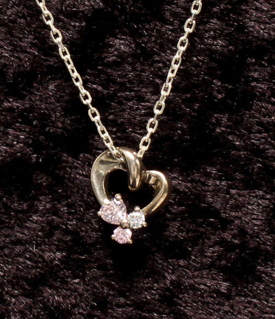 ヨンドシー ネックレス SV ダイヤ ピンクトルマリン ハートモチーフ レディース 4℃