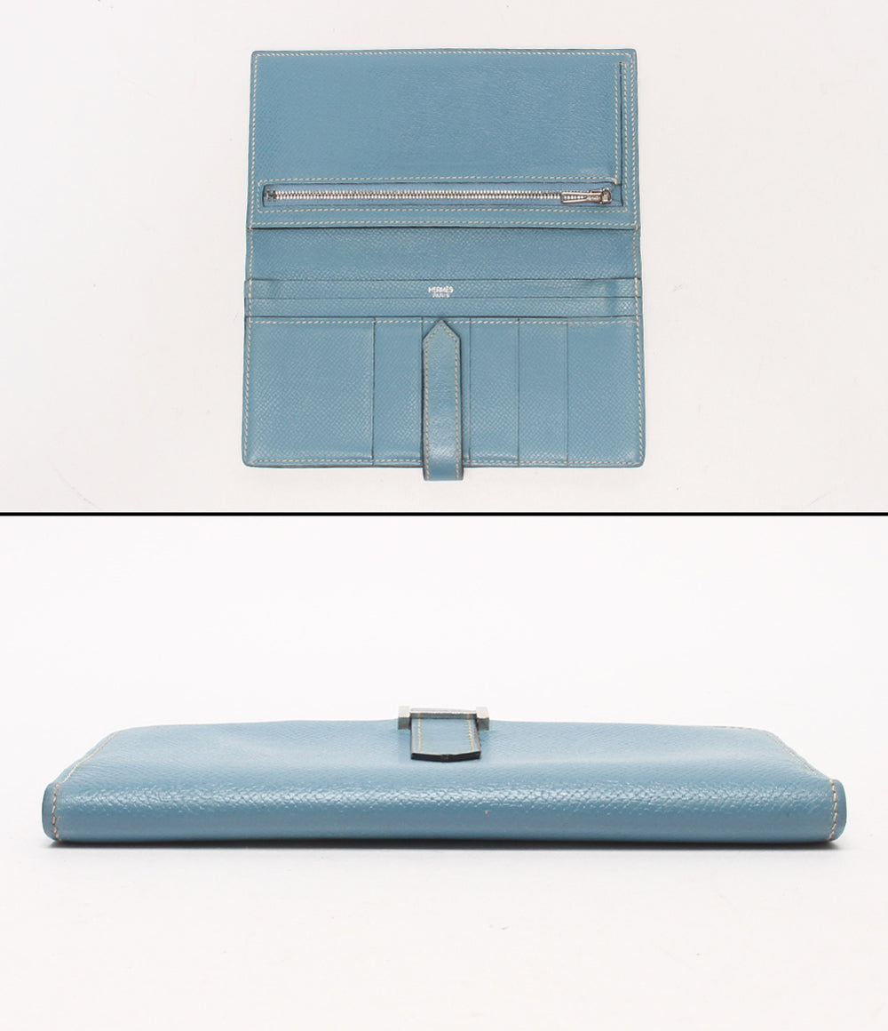 HERMES 長財布 □K刻印 シルバー金具 ヴォーエプソン ベアンスフレ レディース メンズ エルメス