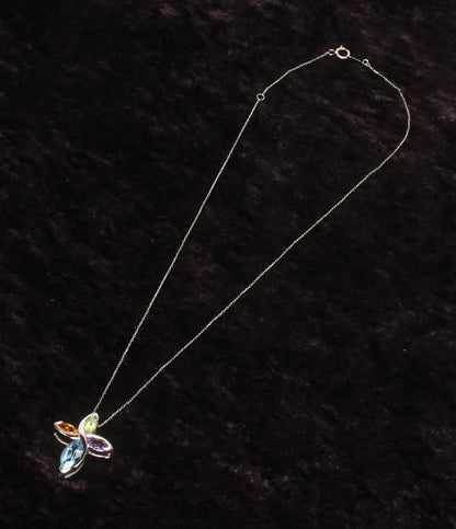 美品 ネックレス K18 K18WG ブルートパーズ アメジスト ペリドット シトリン レディース