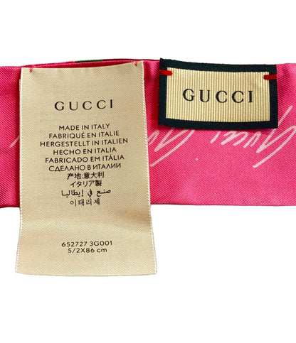 美品 グッチ ネックボウスカーフ ケン・スコット ボタニカルプリント 652727 3G001 レディース GUCCI