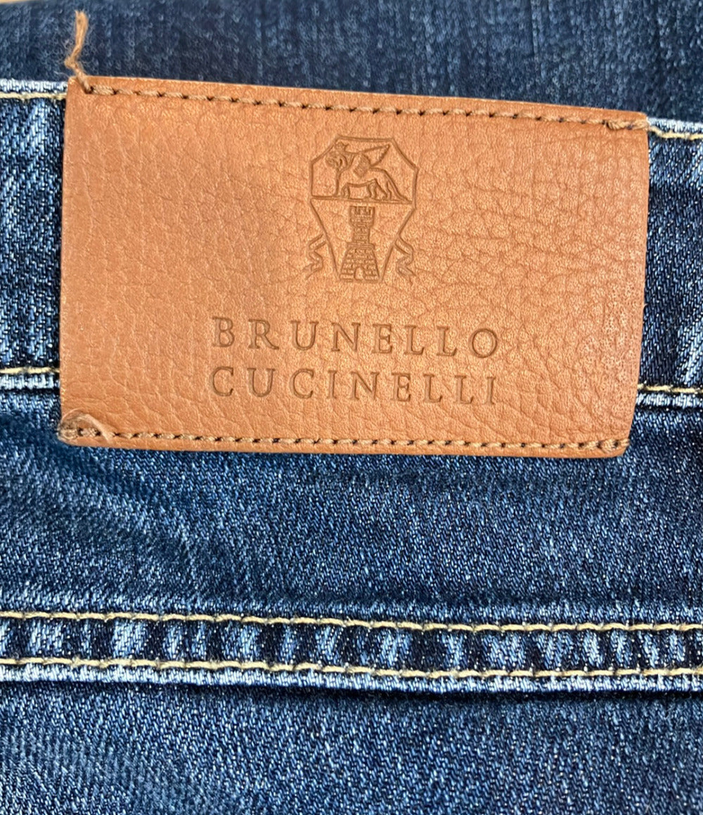 美品 Brunello Cucinelli デニムパンツ 内側ストライプ ボタンフライ メンズ SIZE 46 (M) ブルネロクチネリ