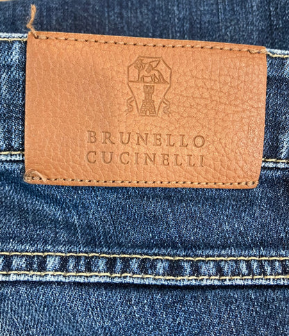 美品 Brunello Cucinelli デニムパンツ 内側ストライプ ボタンフライ メンズ SIZE 46 (M) ブルネロクチネリ