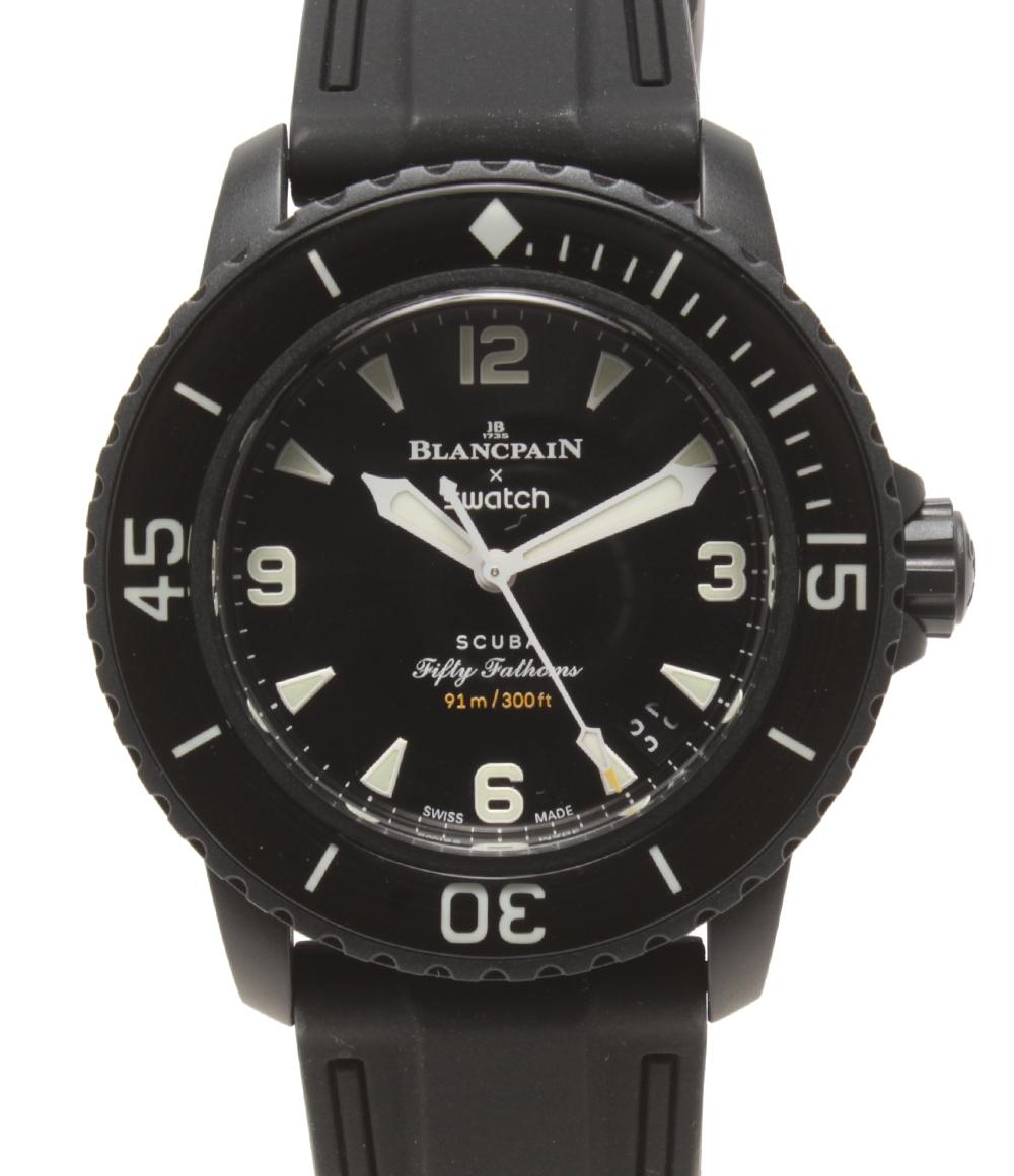 ブランパン スウォッチ 腕時計 OCEAN OF STORMS Fifty Fathoms 自動巻き ブラック SO35B400 レディース Blancpain Swatch