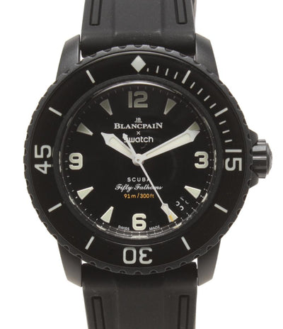 ブランパン スウォッチ 腕時計 OCEAN OF STORMS Fifty Fathoms 自動巻き ブラック SO35B400 レディース Blancpain Swatch