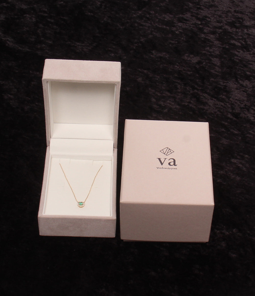 美品 VENDOME AOYAMA ネックレス K18 エメラルド ダイヤ 0,04ct レディース ヴァンドームアオヤマ
