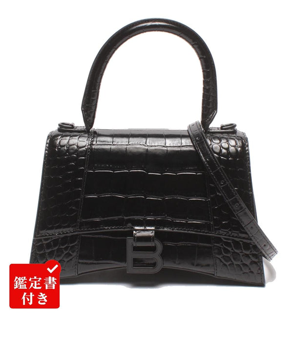 BALENCIAGA 2WAYハンドバッグ ショルダーバッグ クロコ型押し 肩掛け 斜め掛け アワーグラス レディース バレンシアガ