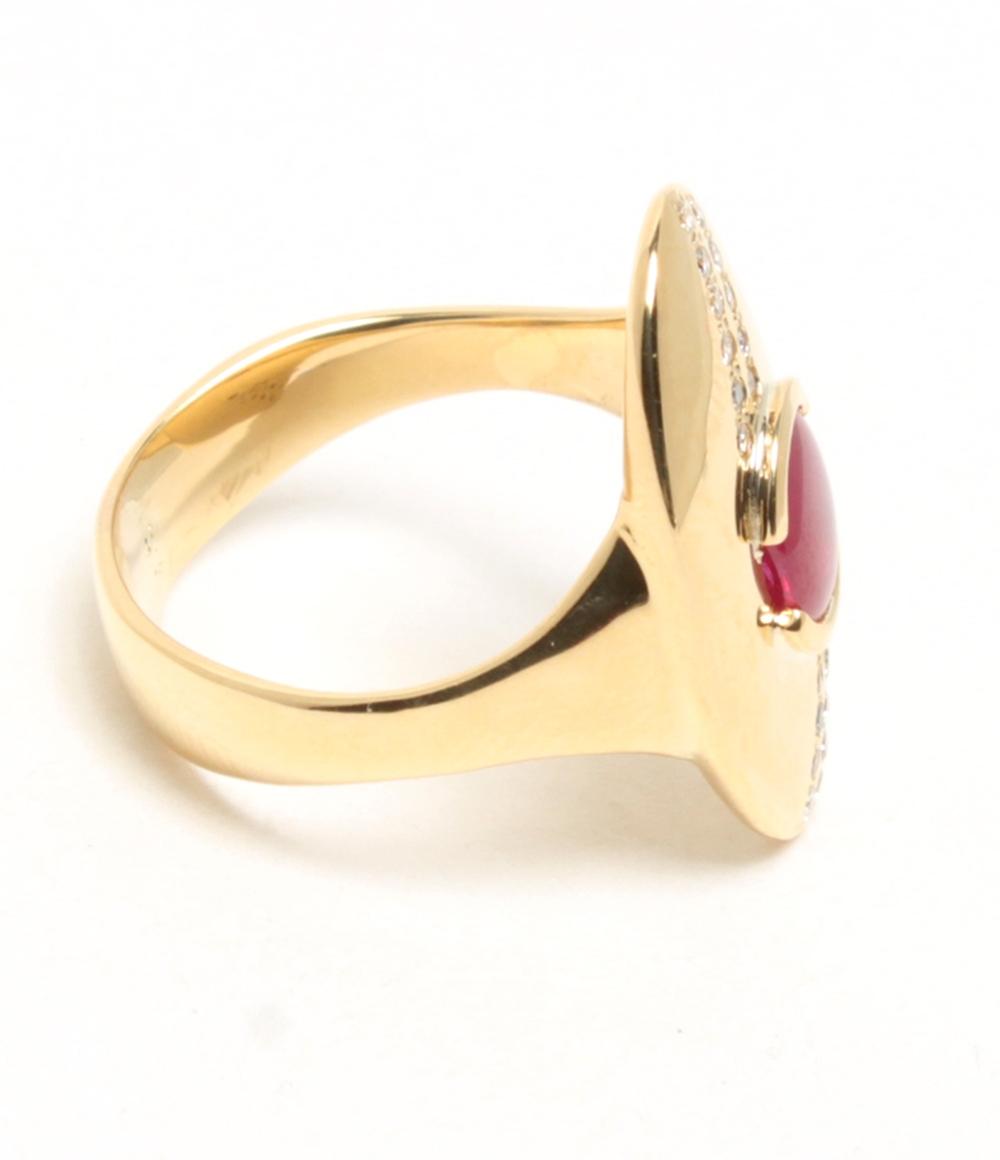 美品 リング 指輪 K18 ルビー 1.34ct ダイヤ 0.18ct レディース SIZE 15号